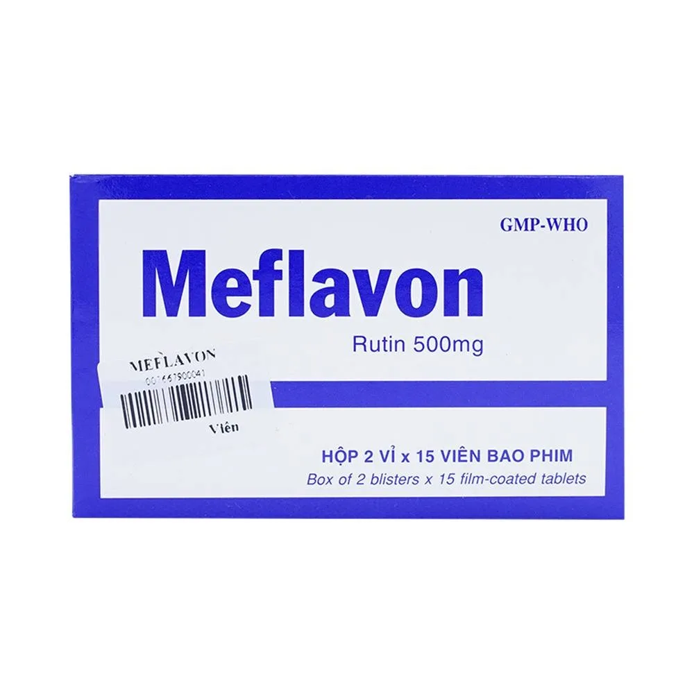 Hình ảnh Viên nén Meflavon 500mg Mekophar điều trị hội chứng chảy máu, xơ cứng mạch máu (2 vỉ x 15 viên)