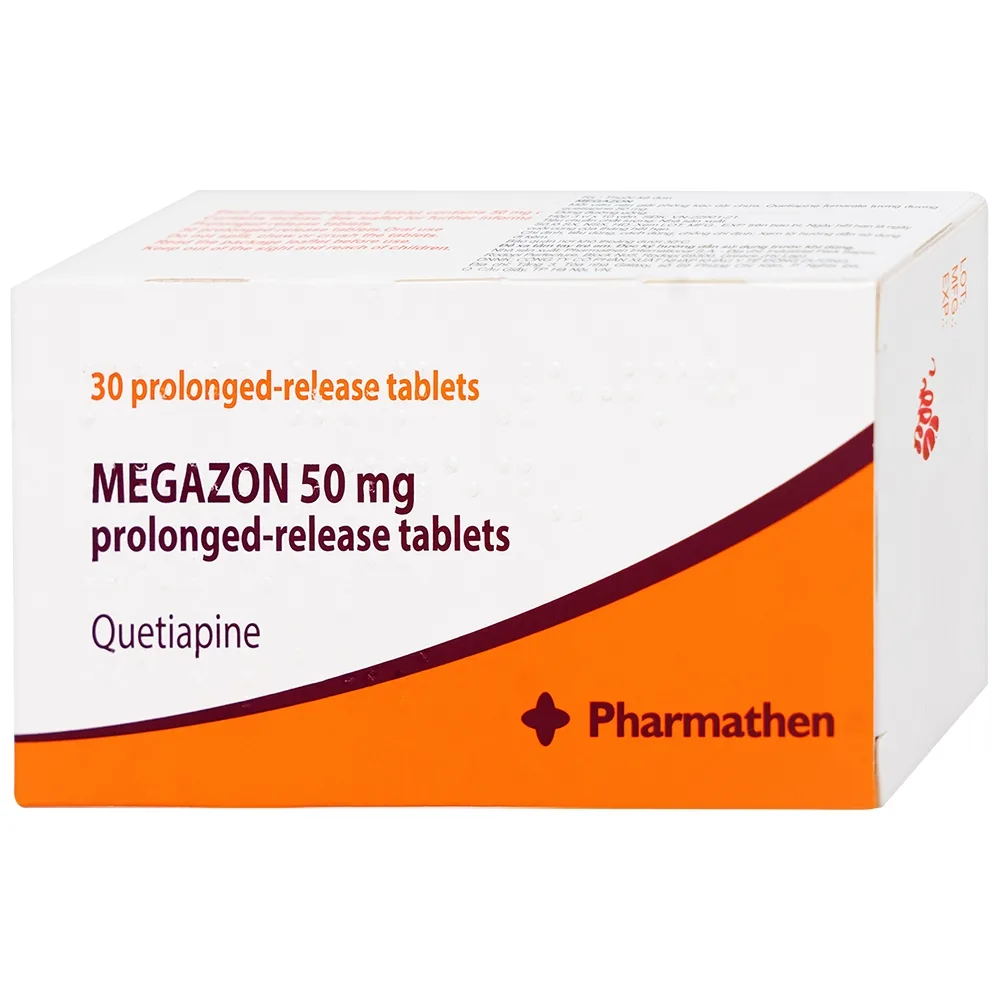 Hình ảnh Thuốc Megazon 50mg prolonged-release tablets Pharmathen điều trị tâm thần phân liệt (3 vỉ x 10 viên)