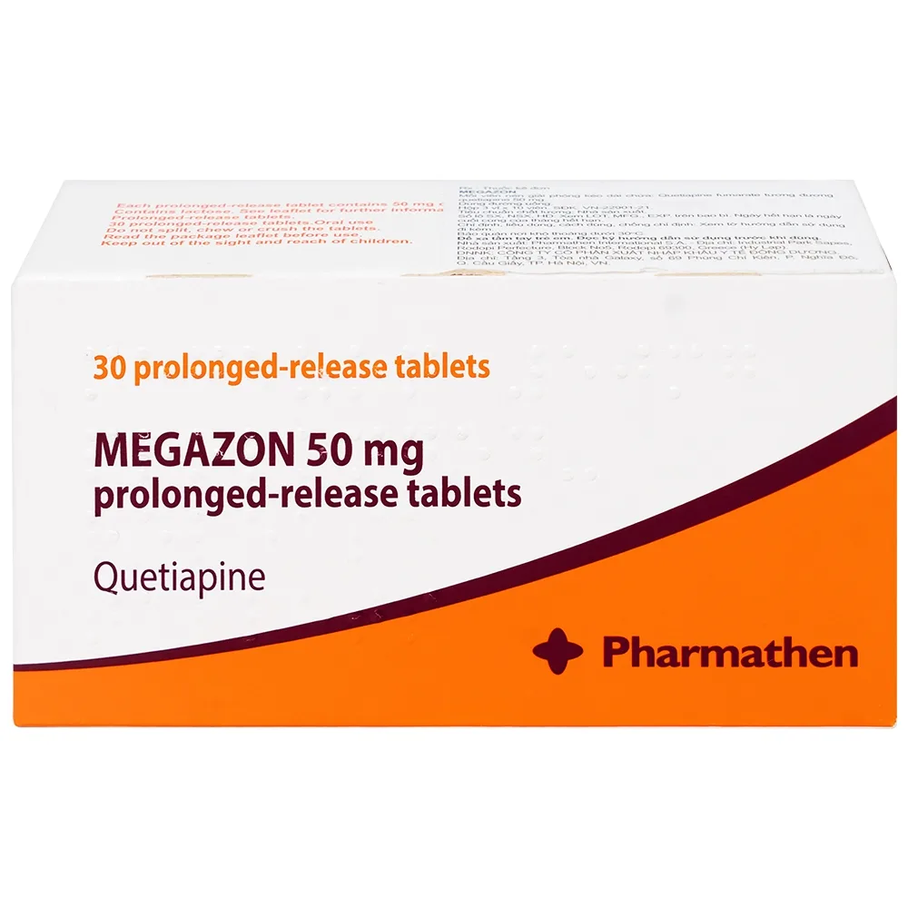 Hình ảnh Thuốc Megazon 50mg prolonged-release tablets Pharmathen điều trị tâm thần phân liệt (3 vỉ x 10 viên)