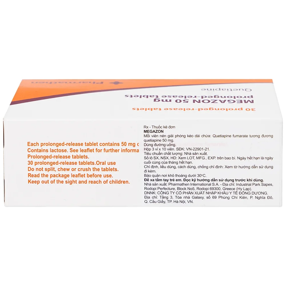 Hình ảnh Thuốc Megazon 50mg prolonged-release tablets Pharmathen điều trị tâm thần phân liệt (3 vỉ x 10 viên)