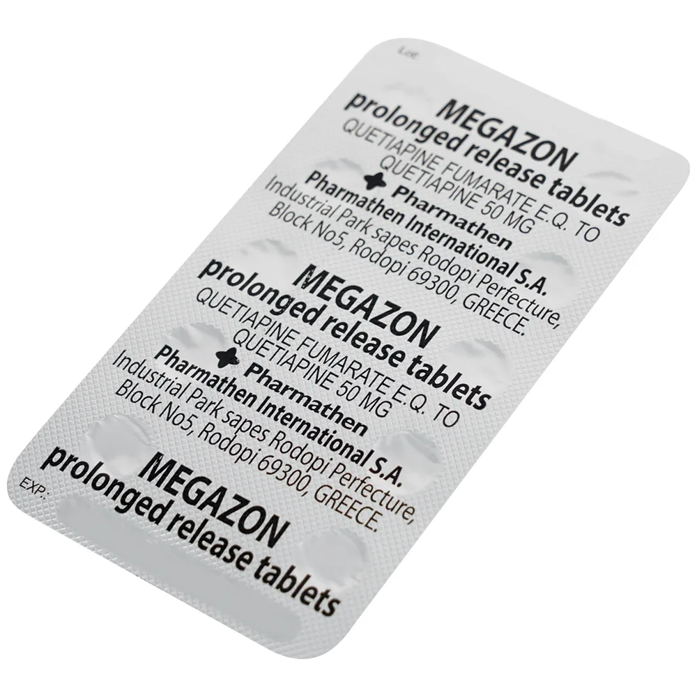 Hình ảnh Thuốc Megazon 50mg prolonged-release tablets Pharmathen điều trị tâm thần phân liệt (3 vỉ x 10 viên)