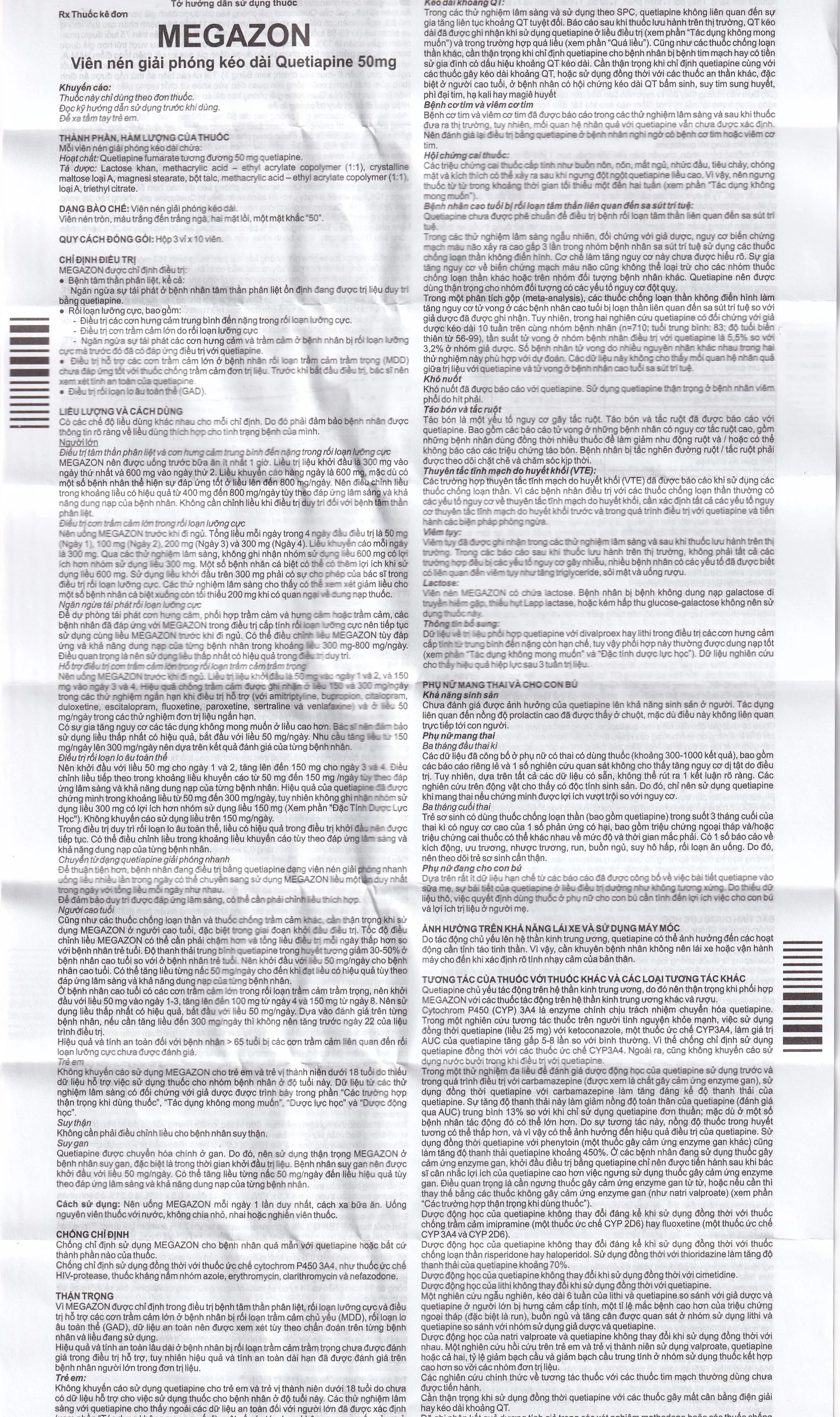Hình ảnh Thuốc Megazon 50mg prolonged-release tablets Pharmathen điều trị tâm thần phân liệt (3 vỉ x 10 viên)