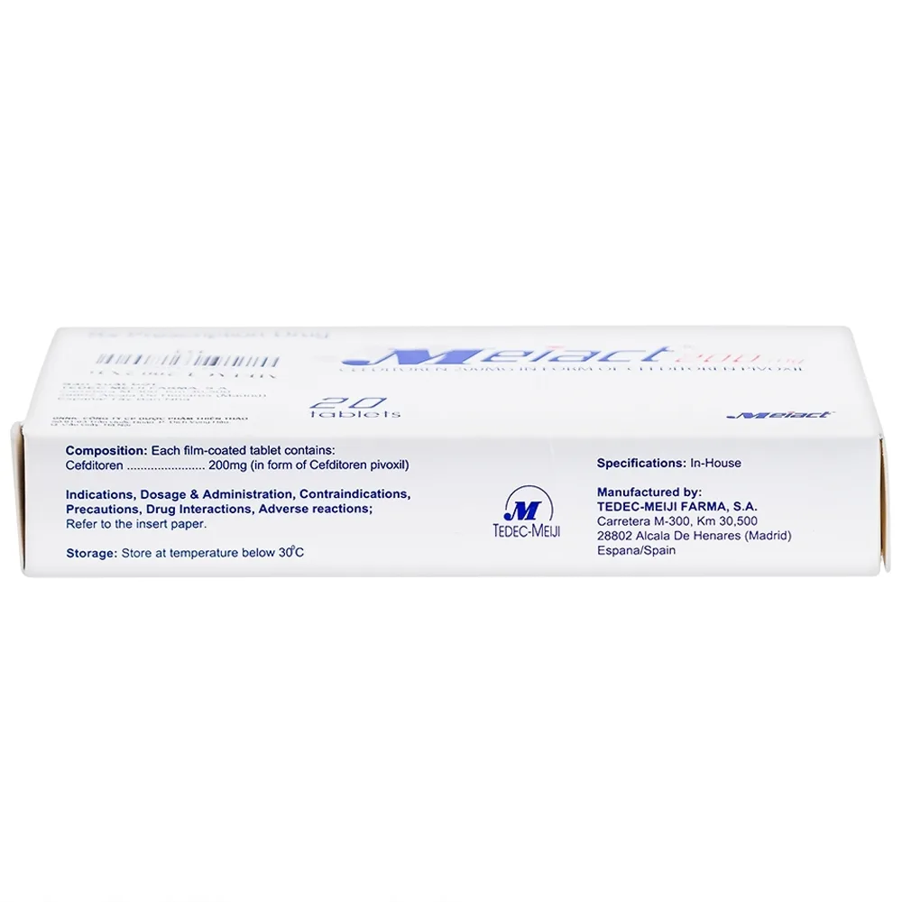 Hình ảnh Thuốc Meiact 200mg điều trị viêm amidan, viêm họng cấp tính, viêm xoang xương hàm (2 vỉ x 10 viên)