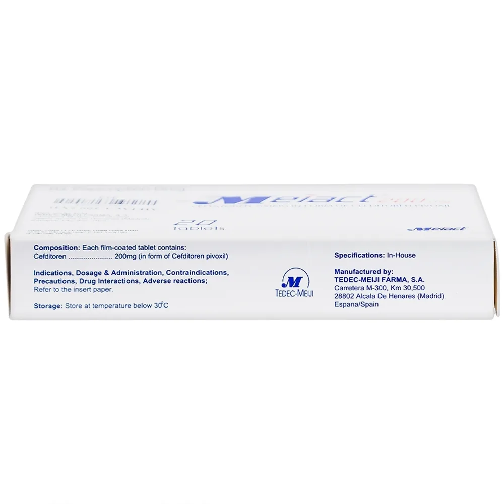Hình ảnh Thuốc Meiact 200mg điều trị viêm amidan, viêm họng cấp tính, viêm xoang xương hàm (2 vỉ x 10 viên)