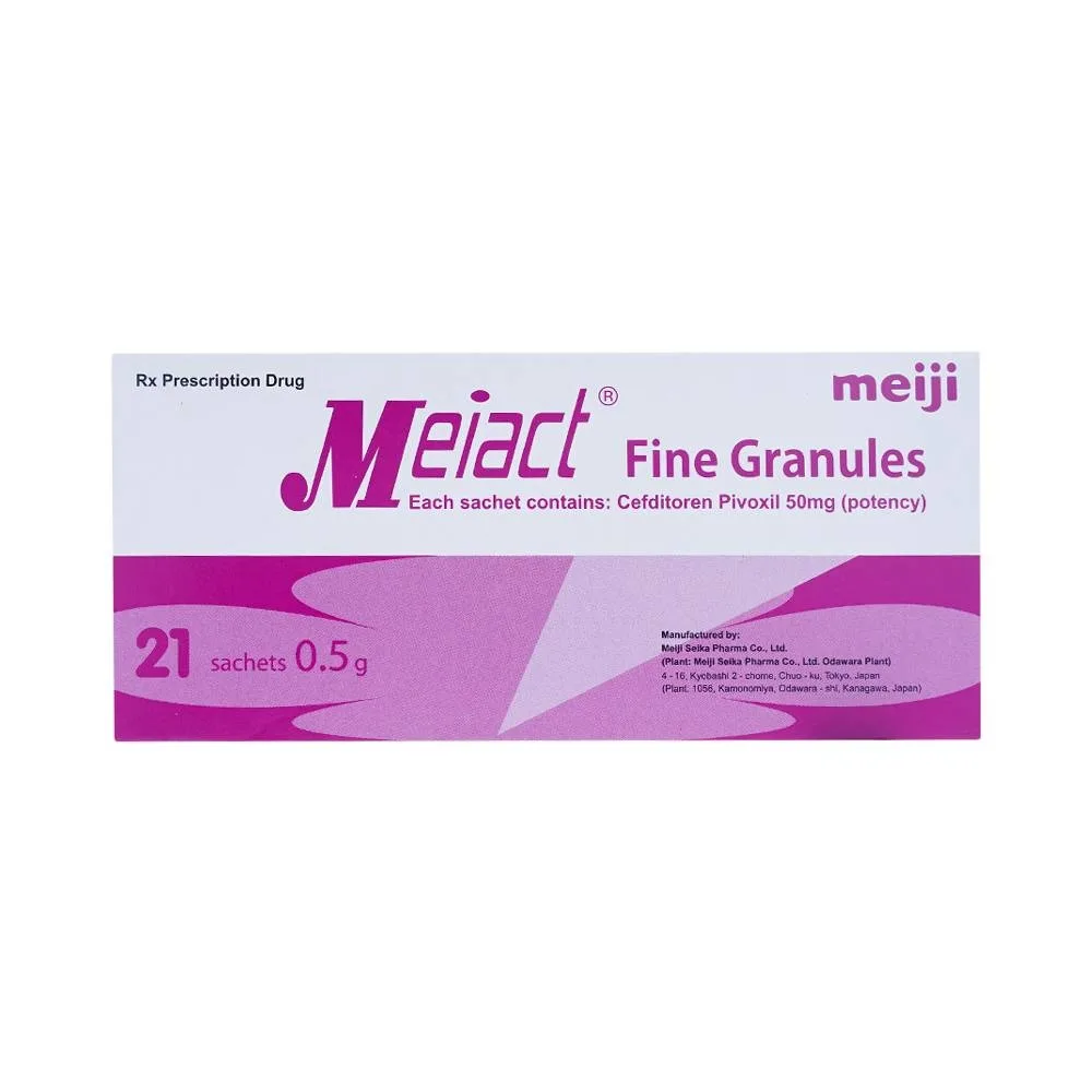 Hình ảnh Cốm pha hỗn dịch uống Meiact 50mg Meiji điều trị viêm tai giữa, viêm xoang, viêm amidan (21 gói)