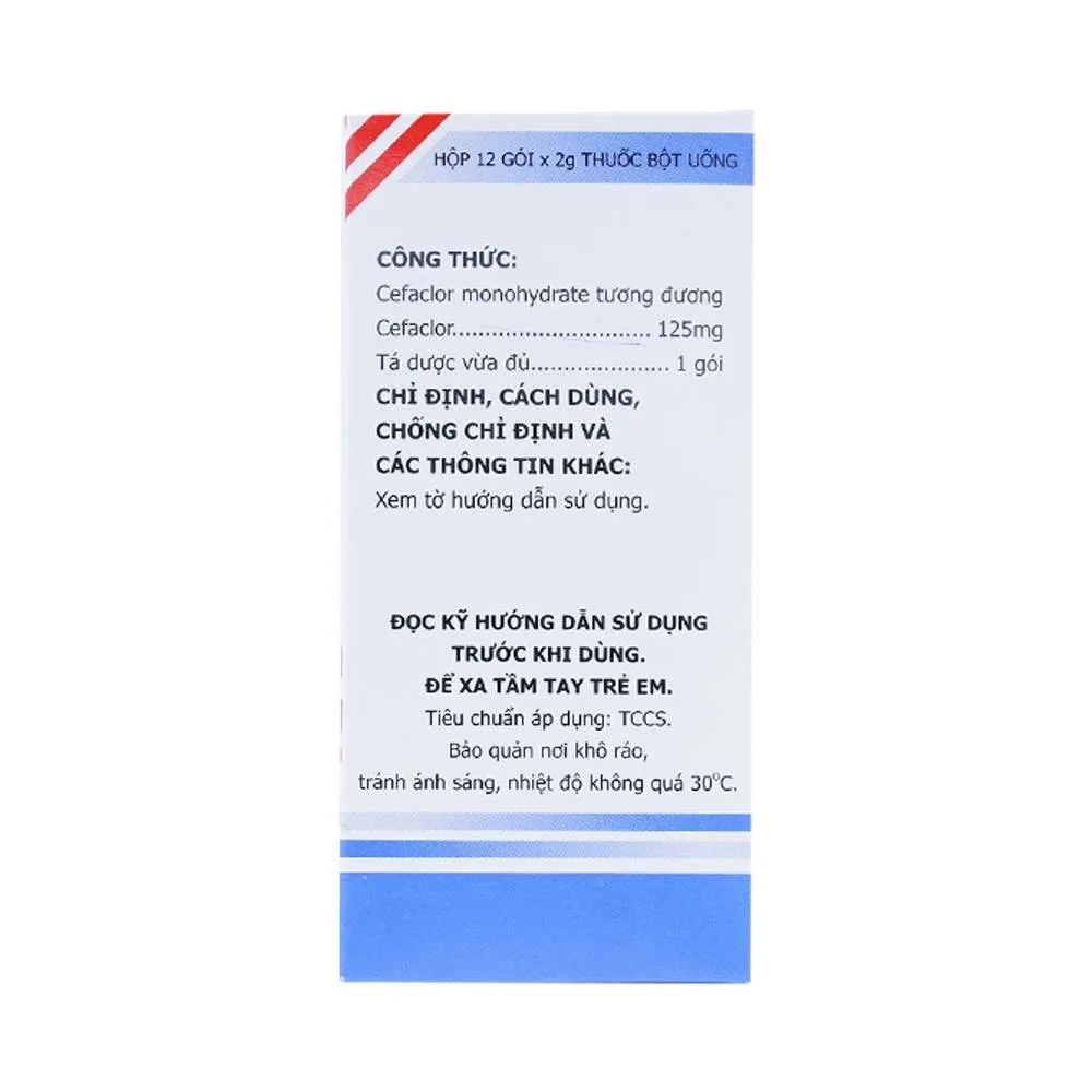 Hình ảnh Thuốc bột uống Mekocefaclor 125mg Mekophar điều trị viêm họng, viêm phế quản, viêm admidan (12 gói)