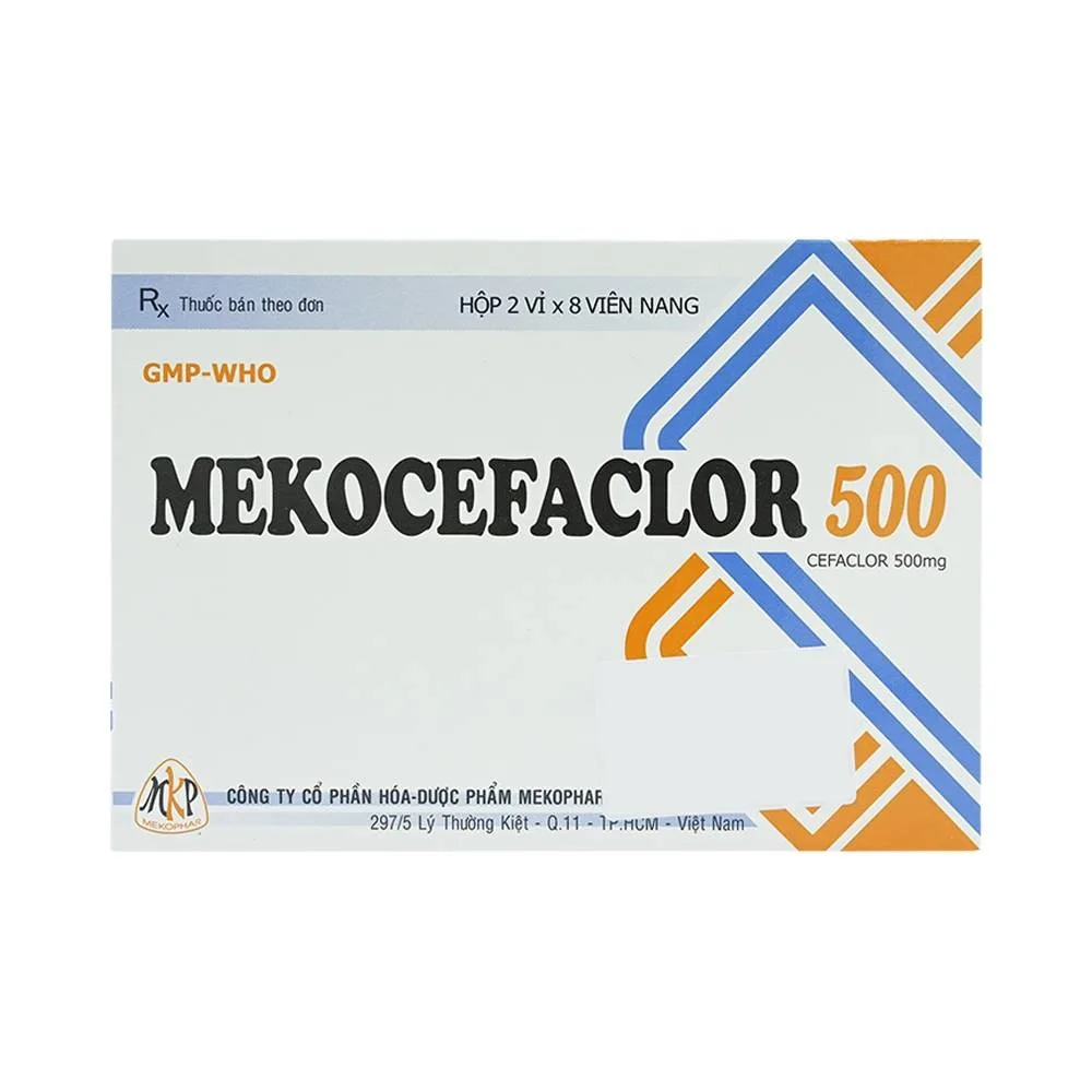 Hình ảnh Thuốc Mekocefaclor 500mg Mekophar điều trị các chứng nhiễm khuẩn (2 vỉ x 8 viên)
