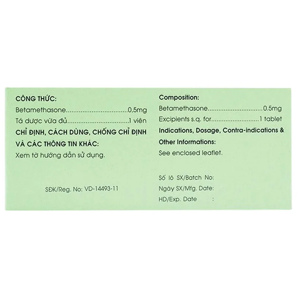 Hình ảnh Thuốc Mekocetin 0.5mg Mekophar điều trị thấp khớp, bệnh collagen, bệnh ngoài da, dị ứng (5 vỉ x 20 viên) 