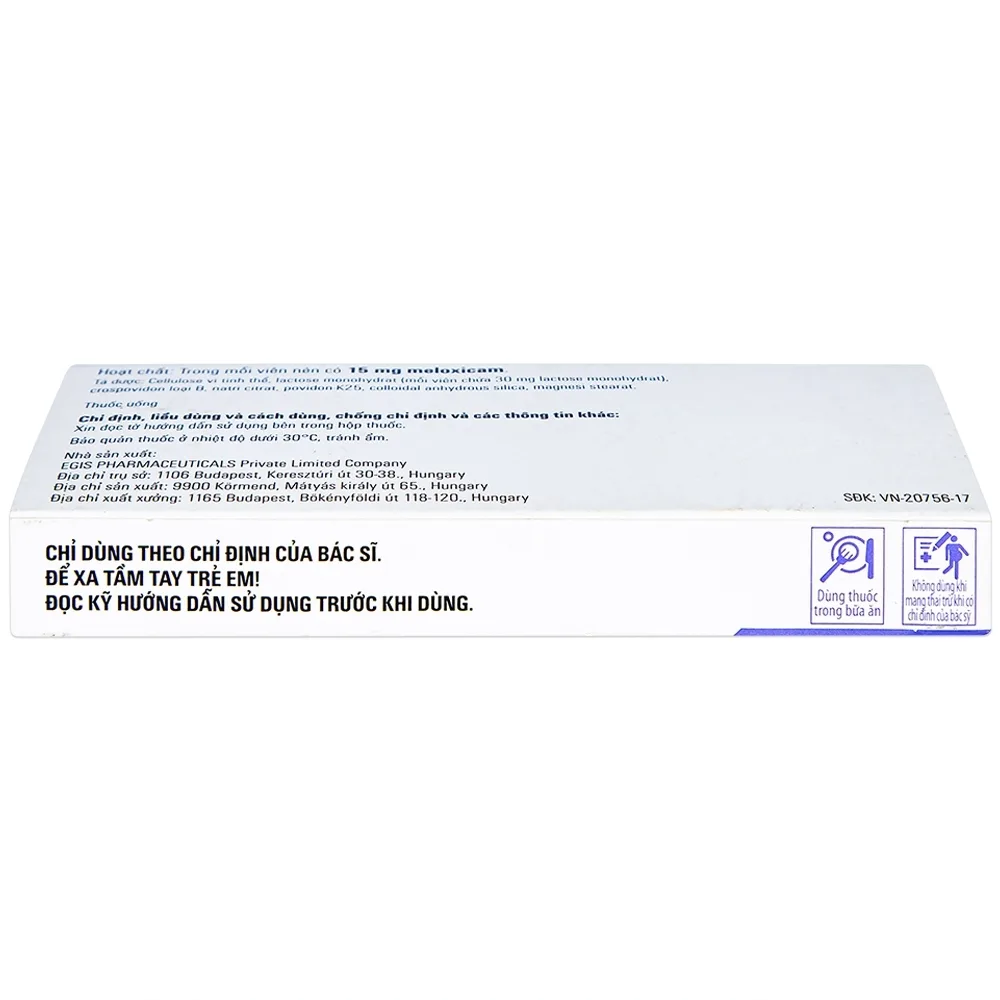 Hình ảnh Thuốc Meloflam 15mg Egis điều trị thoái hóa xương khớp (2 vỉ x 10 viên)