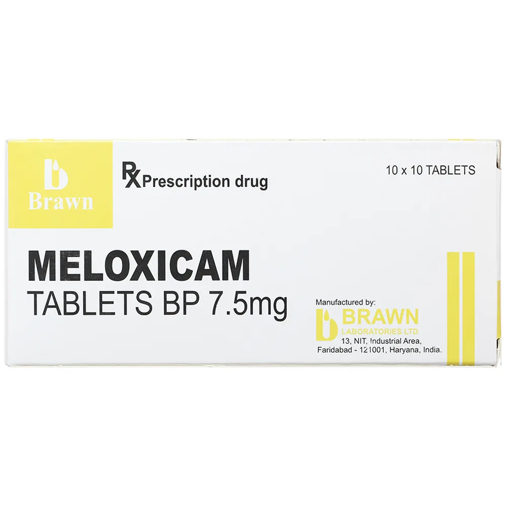 Hình ảnh Thuốc Meloxicam Tablets BP 7.5mg B.Brawn giảm viêm xương khớp, viêm khớp dạng thấp (10 vỉ x 10 viên)
