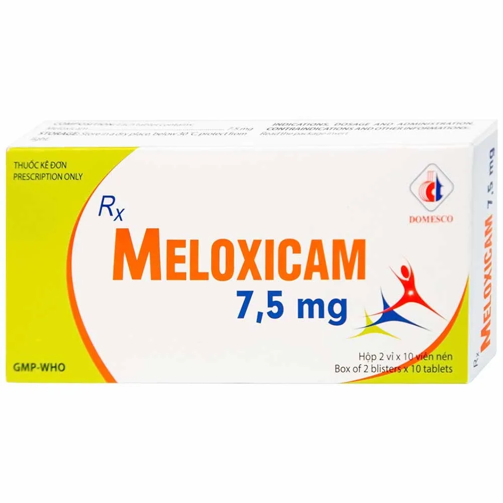 Hình ảnh Thuốc Meloxicam 7.5mg điều trị viêm xương khớp, viêm cột sống (2 vỉ x 10 viên)