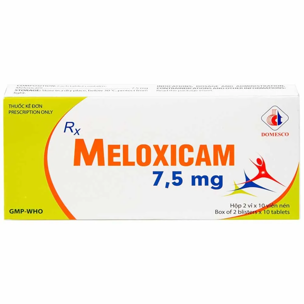 Hình ảnh Thuốc Meloxicam 7.5mg điều trị viêm xương khớp, viêm cột sống (2 vỉ x 10 viên)