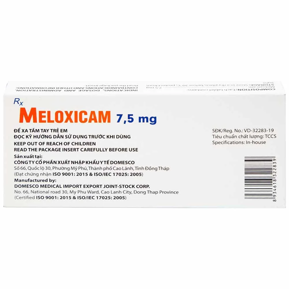 Hình ảnh Thuốc Meloxicam 7.5mg điều trị viêm xương khớp, viêm cột sống (2 vỉ x 10 viên)