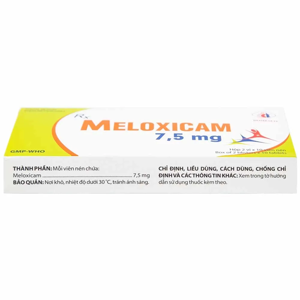 Hình ảnh Thuốc Meloxicam 7.5mg điều trị viêm xương khớp, viêm cột sống (2 vỉ x 10 viên)