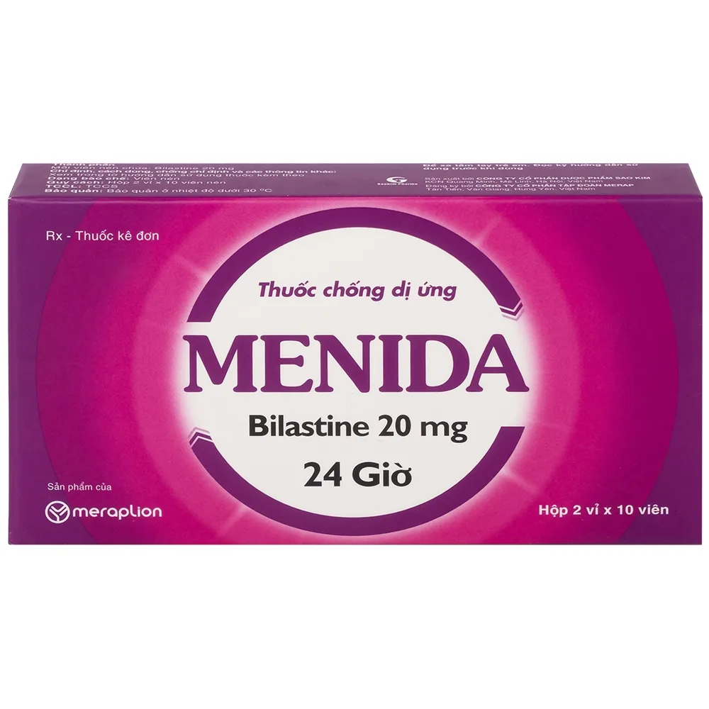 Hình ảnh Thuốc Menida 20mg Merap điều trị viêm mũi dị ứng (2 vỉ x 10 viên)