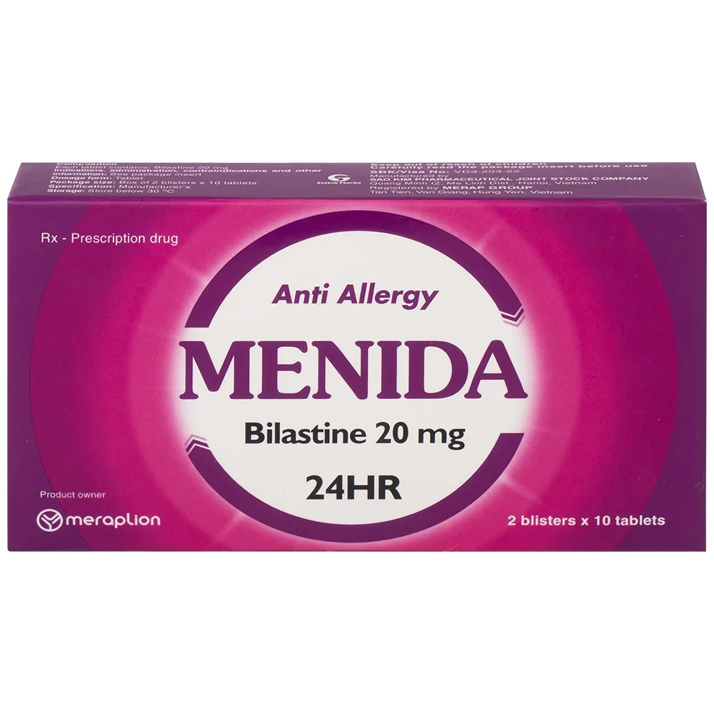 Hình ảnh Thuốc Menida 20mg Merap điều trị viêm mũi dị ứng (2 vỉ x 10 viên)