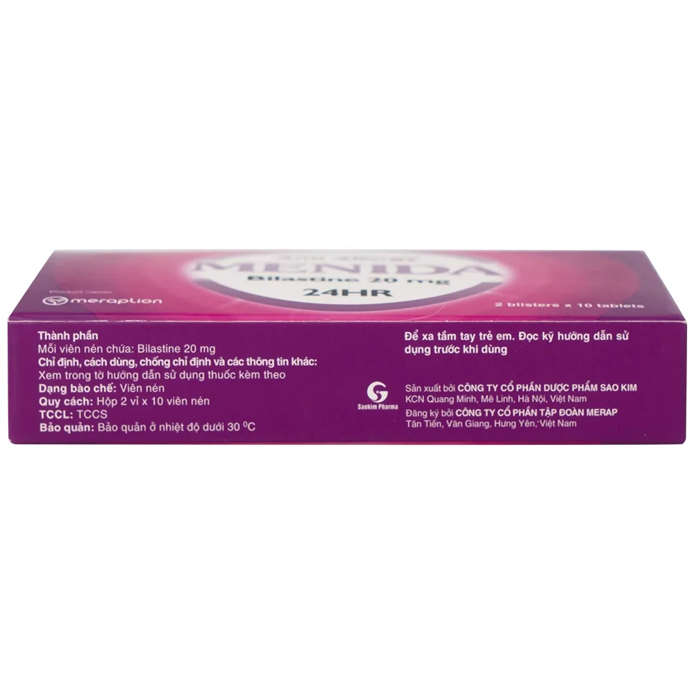 Hình ảnh Thuốc Menida 20mg Merap điều trị viêm mũi dị ứng (2 vỉ x 10 viên)