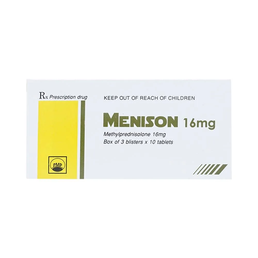 Hình ảnh Thuốc Menison 16mg Pymepharco điều trị rối loạn nội tiết, viêm khớp, bệnh collagen (3 vỉ x 10 viên)