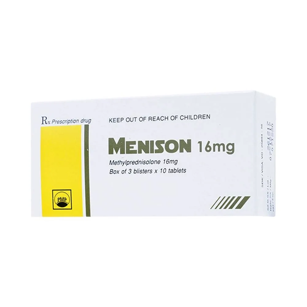 Hình ảnh Thuốc Menison 16mg Pymepharco điều trị rối loạn nội tiết, viêm khớp, bệnh collagen (3 vỉ x 10 viên)