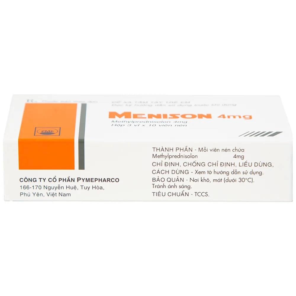 Hình ảnh Thuốc Menison 4mg Pymepharco điều trị rối loạn nội tiết, viêm khớp, bệnh collagen (3 vỉ x 10 viên)