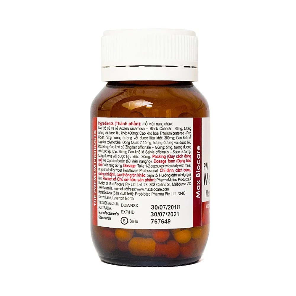 Hình ảnh Viên nang cứng PM Meno-Care Probiotec Pharma điều trị rối loạn chu kỳ hành kinh (60 viên)