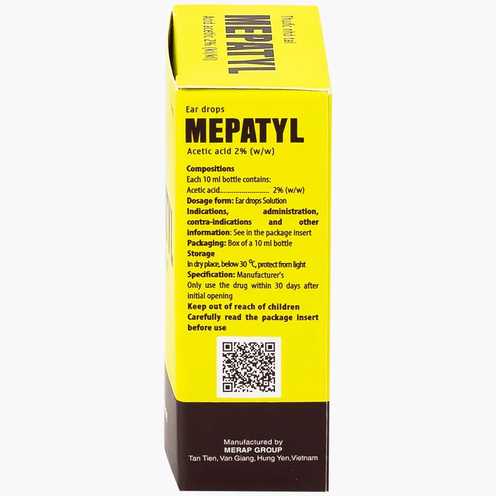 Hình ảnh Thuốc nhỏ tai Mepatyl 10ml Merap điều trị nhiễm khuẩn của ống tai ngoài