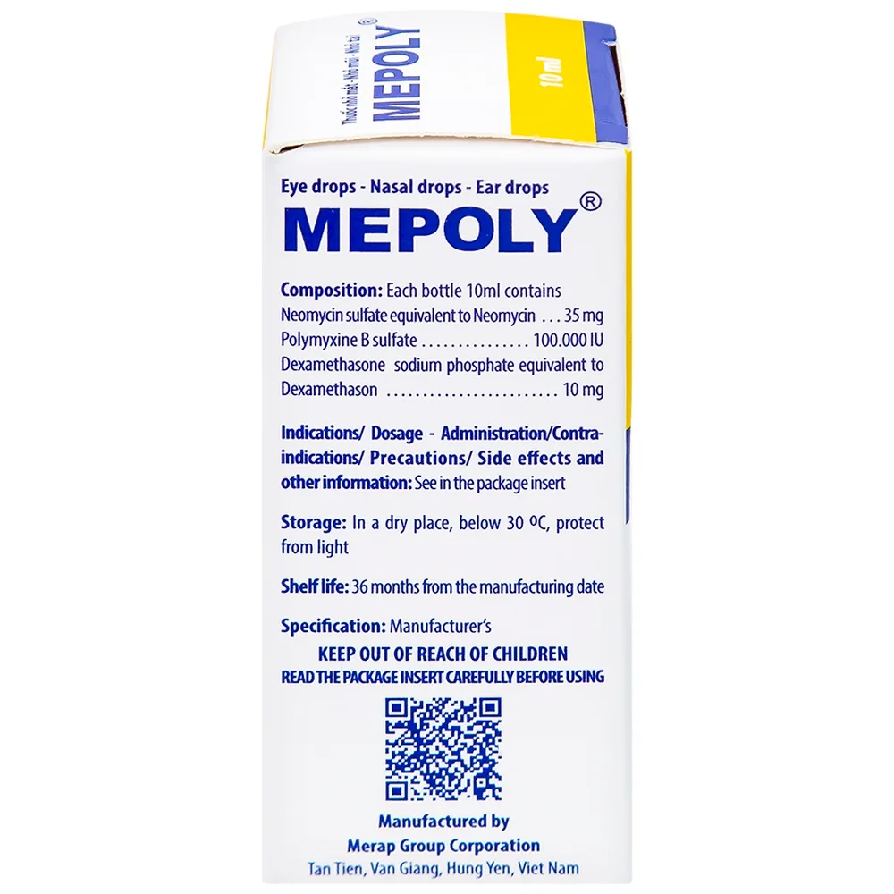 Hình ảnh Thuốc Mepoly Merap dùng cho viêm kết mạc, mi mắt, viêm mũi, viêm tai (10ml)