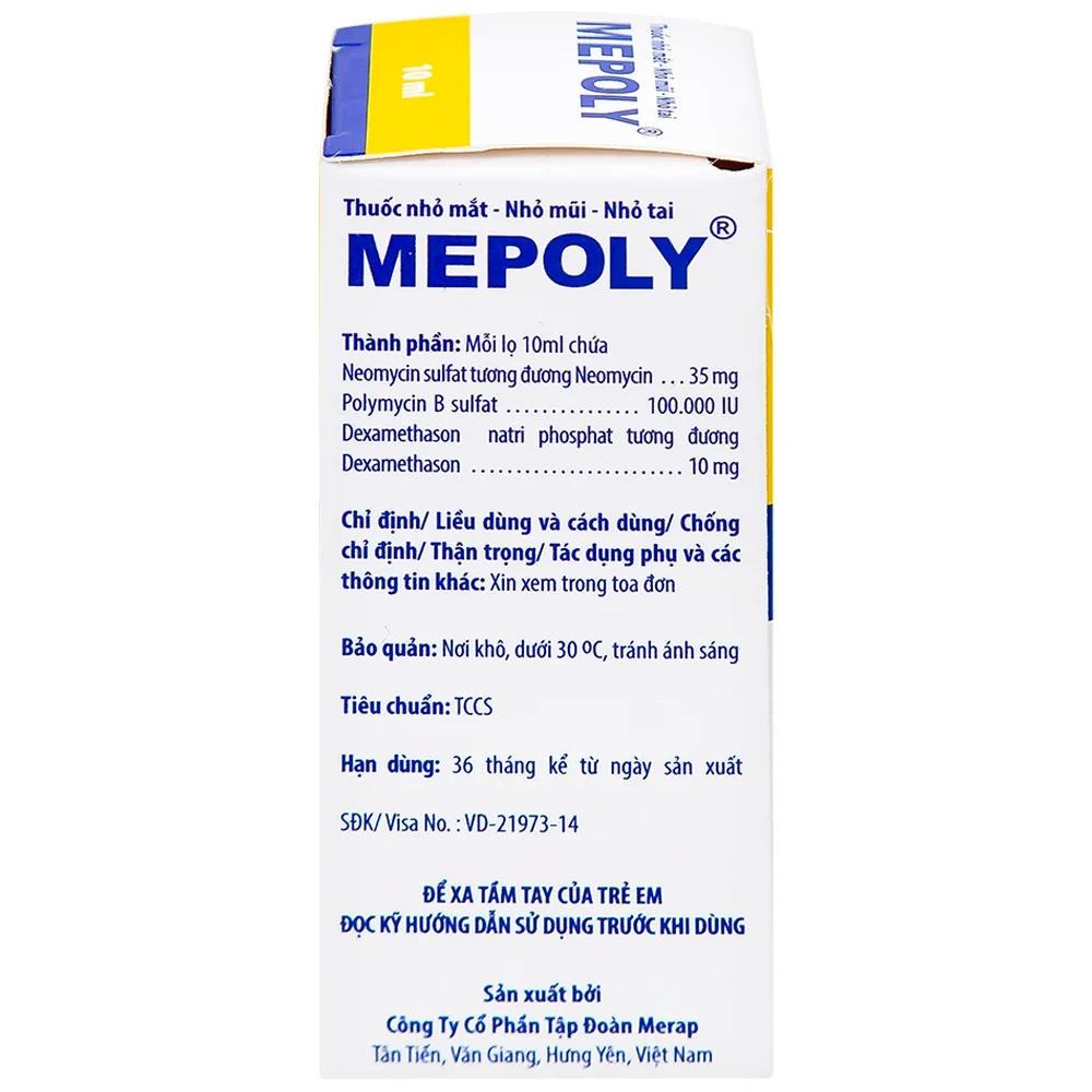Hình ảnh Thuốc Mepoly Merap dùng cho viêm kết mạc, mi mắt, viêm mũi, viêm tai (10ml)