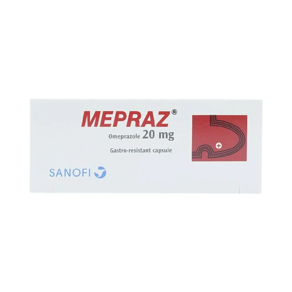 Hình ảnh Viên nang cứng Mepraz 20mg Sanofi điều trị trào ngược dạ dày thực quản (4 vỉ x 7 viên)