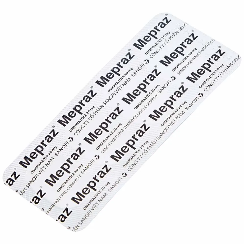 Hình ảnh Viên nang cứng Mepraz 20mg Sanofi điều trị loét dạ dày tá tràng, viêm thực quản trào ngược (7 vỉ x 4 viên)