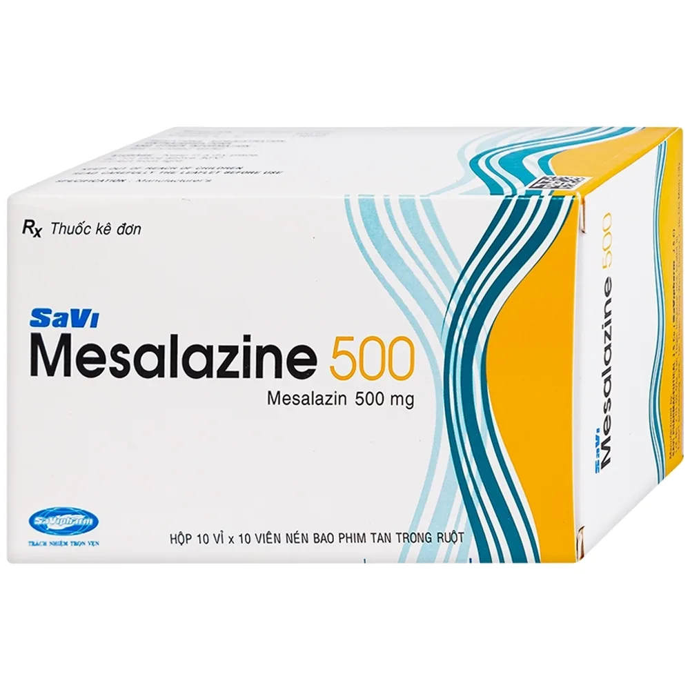 Hình ảnh Thuốc Mesalazine 500mg SaviPharm điều trị viêm loét đại tràng (10 vỉ x 10 viên)