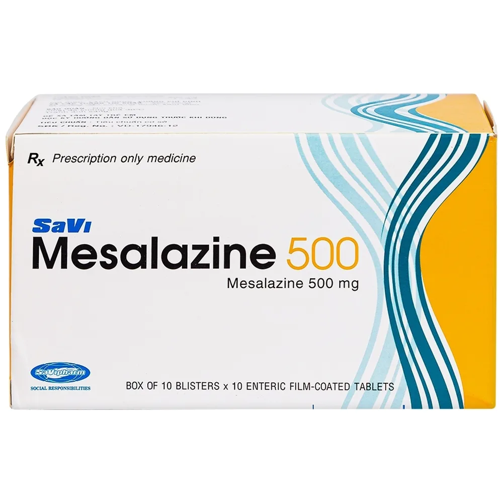 Hình ảnh Thuốc Mesalazine 500mg SaviPharm điều trị viêm loét đại tràng (10 vỉ x 10 viên)