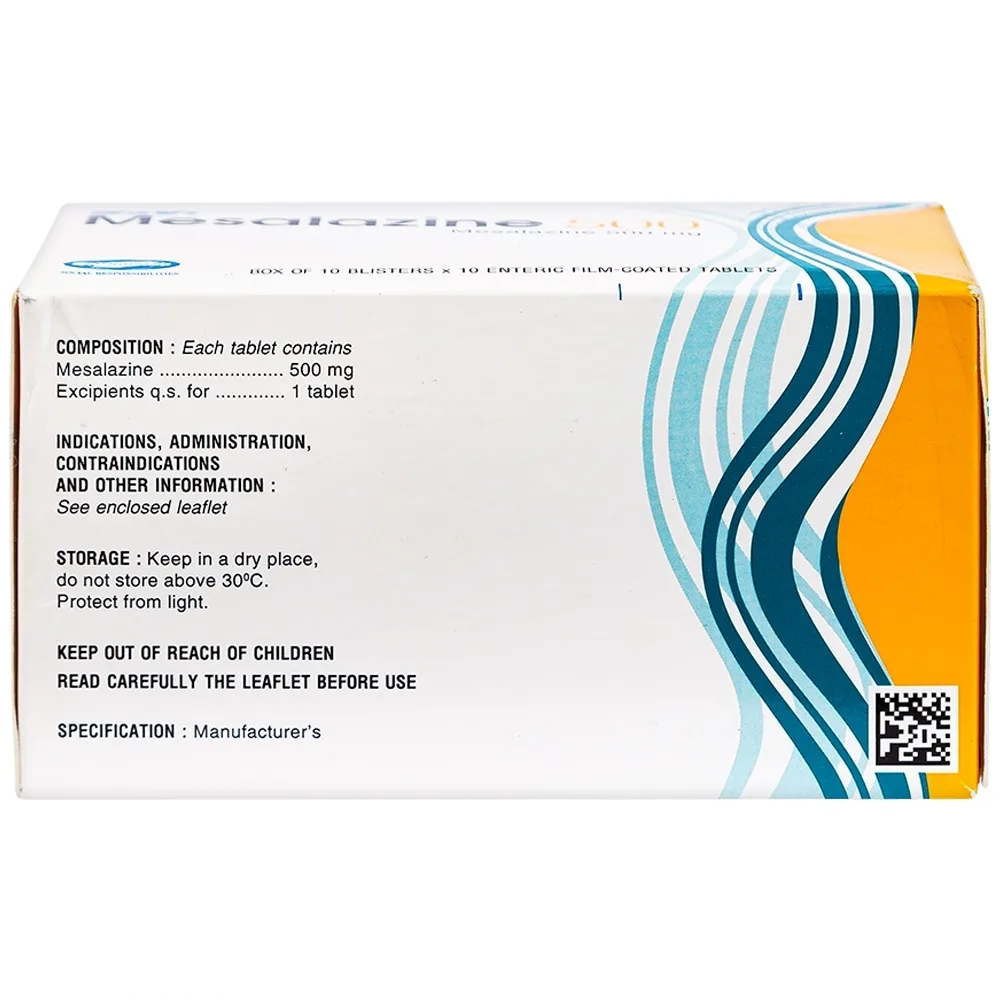 Hình ảnh Thuốc Mesalazine 500mg SaviPharm điều trị viêm loét đại tràng (10 vỉ x 10 viên)