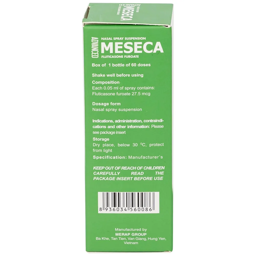 Hình ảnh Thuốc xịt mũi Meseca Advanced Merap điều trị các triệu chứng chảy nước mũi, sung huyết mũi, ngứa mũi (60 liều)