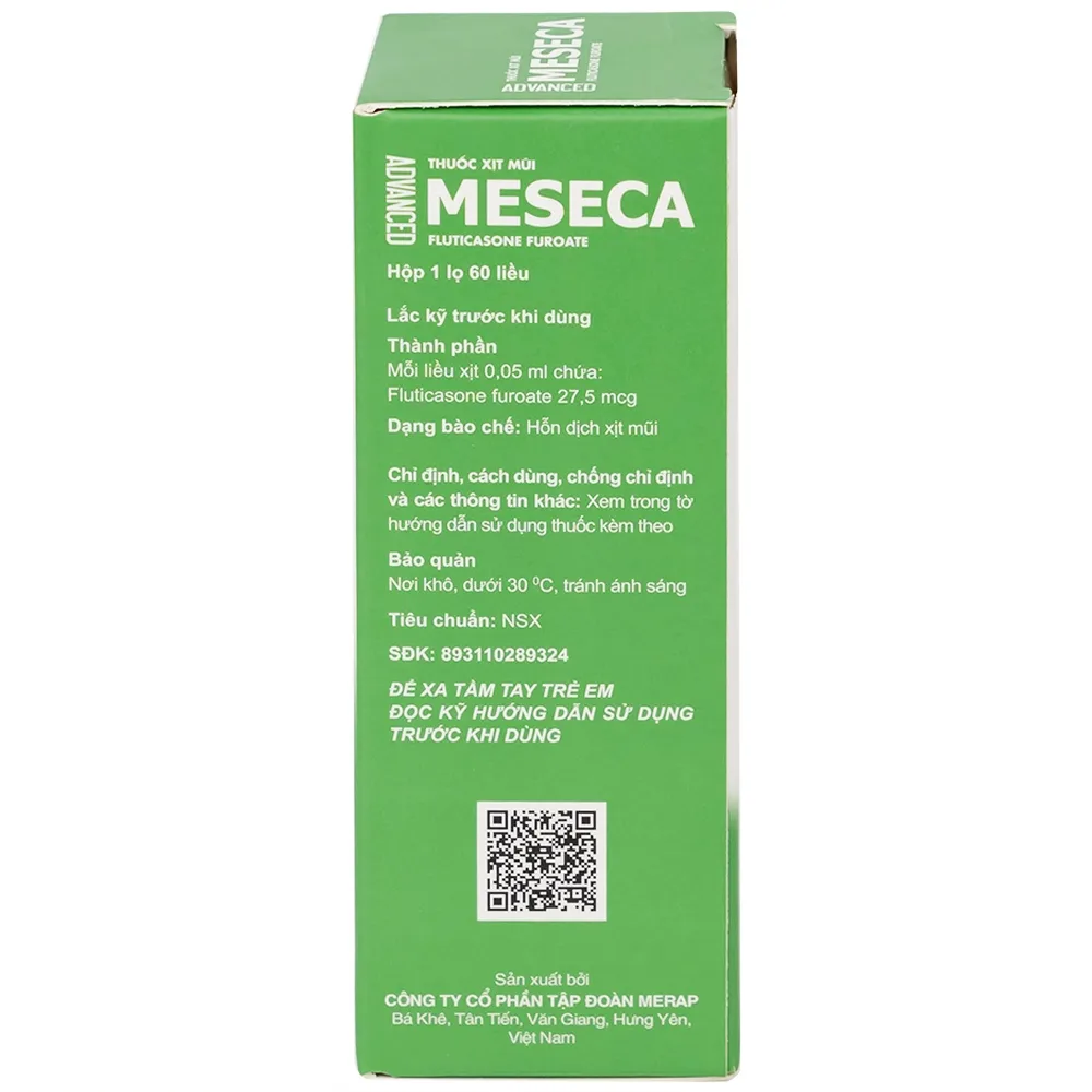 Hình ảnh Thuốc xịt mũi Meseca Advanced Merap điều trị các triệu chứng chảy nước mũi, sung huyết mũi, ngứa mũi (60 liều)