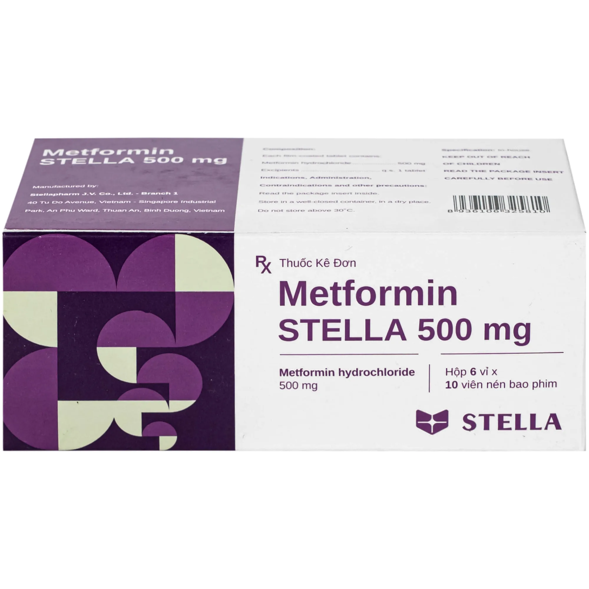 Hình ảnh Thuốc Metformin 500MG Stella điều trị tiểu đường típ 2 (6 vỉ x 10 viên)