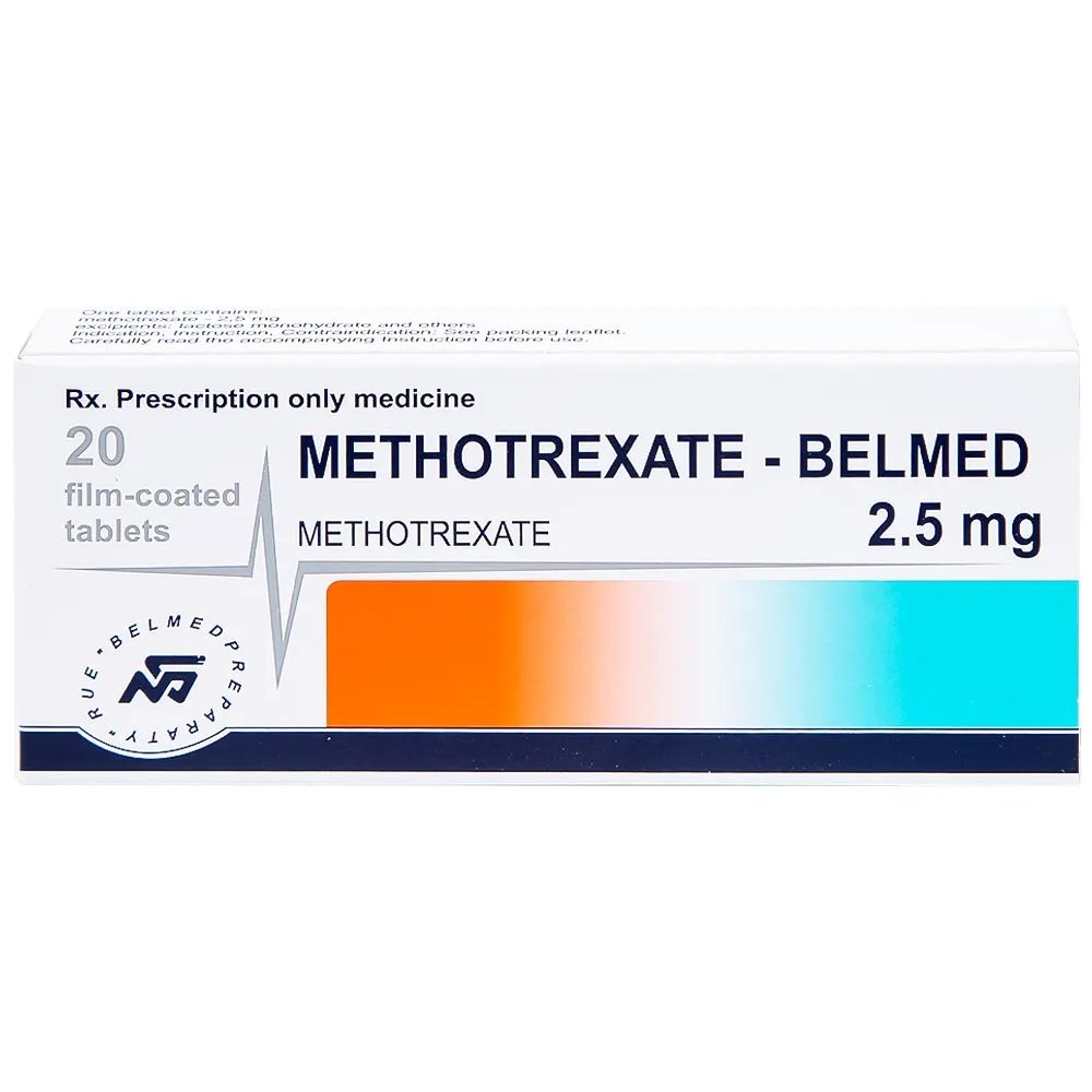 Hình ảnh Thuốc Methotrexate Belmed 2.5mg điều trị bệnh vẩy nến, viêm khớp vảy nến, viêm khớp dạng thấp (20 viên)