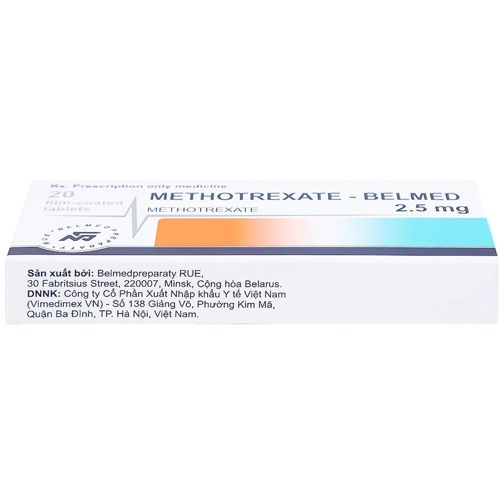 Hình ảnh Thuốc Methotrexate Belmed 2.5mg điều trị bệnh vẩy nến, viêm khớp vảy nến, viêm khớp dạng thấp (20 viên)