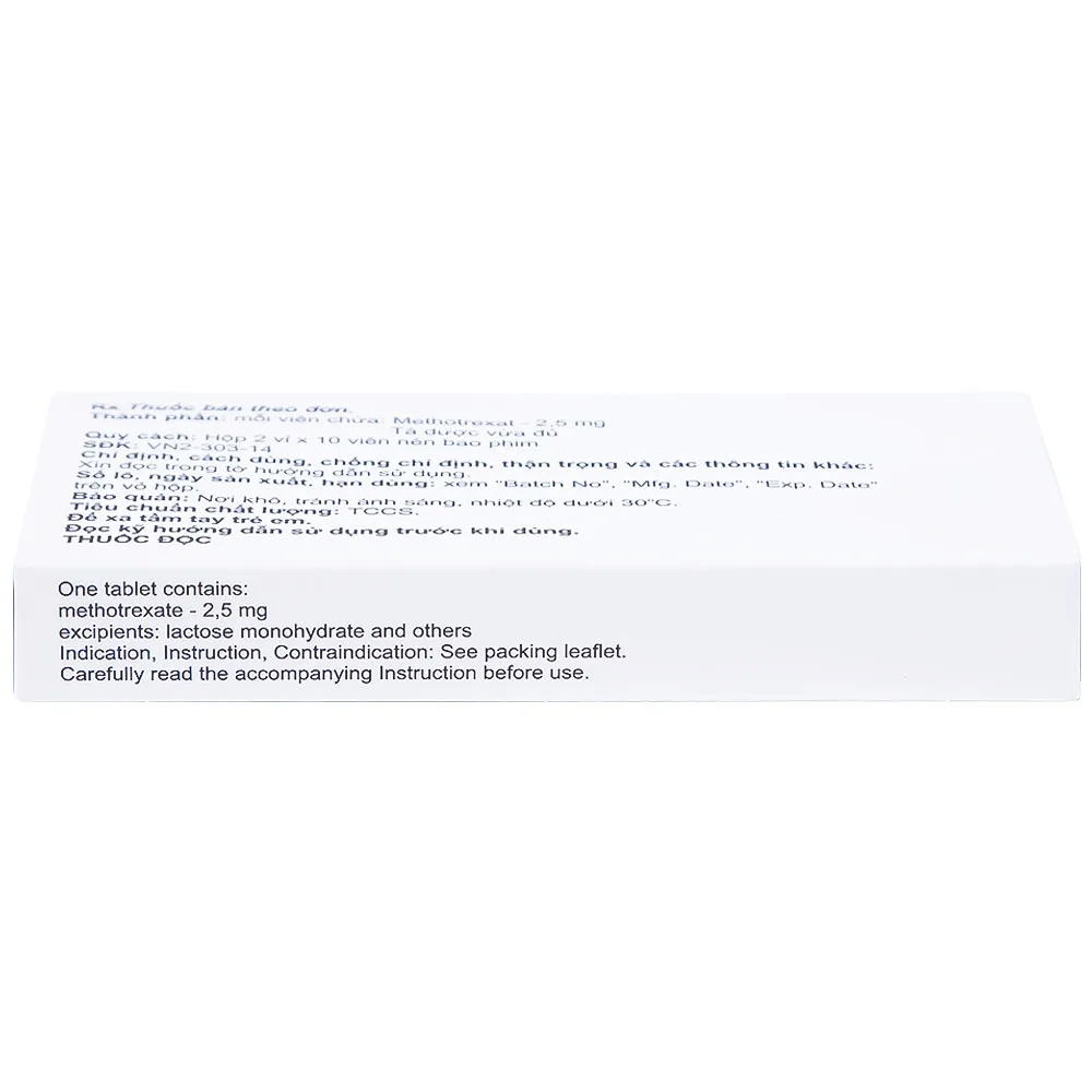 Hình ảnh Thuốc Methotrexate Belmed 2.5mg điều trị bệnh vẩy nến, viêm khớp vảy nến, viêm khớp dạng thấp (20 viên)