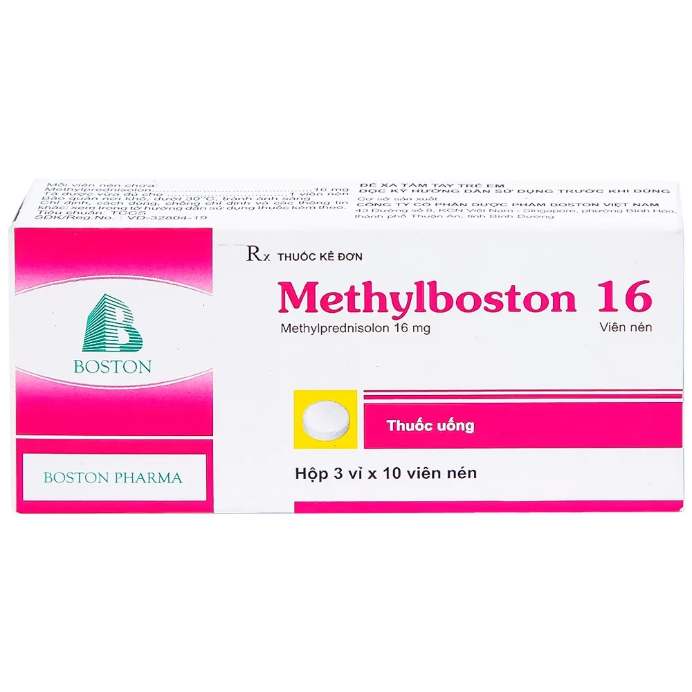 Hình ảnh Thuốc Methylboston 16 Boston kháng viêm, điều trị suy tuyến thượng thận, viêm khớp, lupus ban đỏ (3 vỉ x 10 viên)