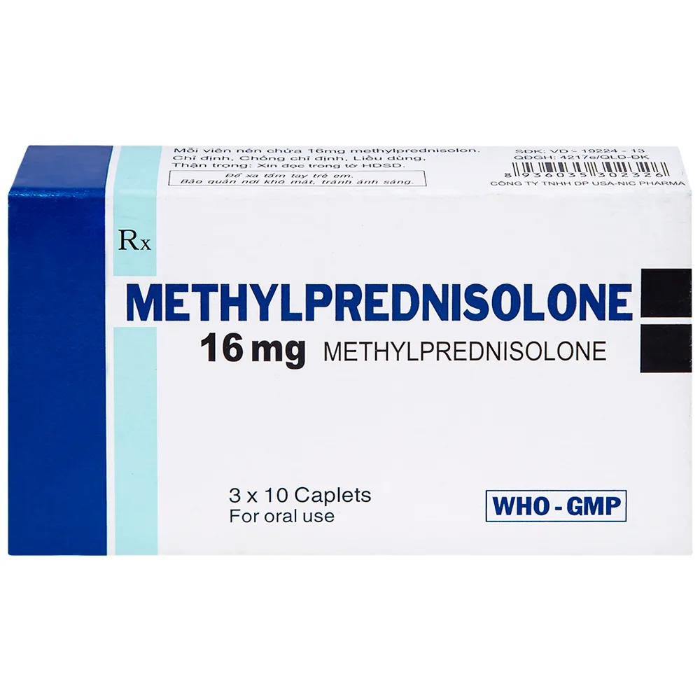 Hình ảnh Thuốc Methylprednisolone 16mg Usa - Nic Pharma kháng viêm và ức chế miễn dịch, chống dị ứng (3 vỉ x 10 viên)