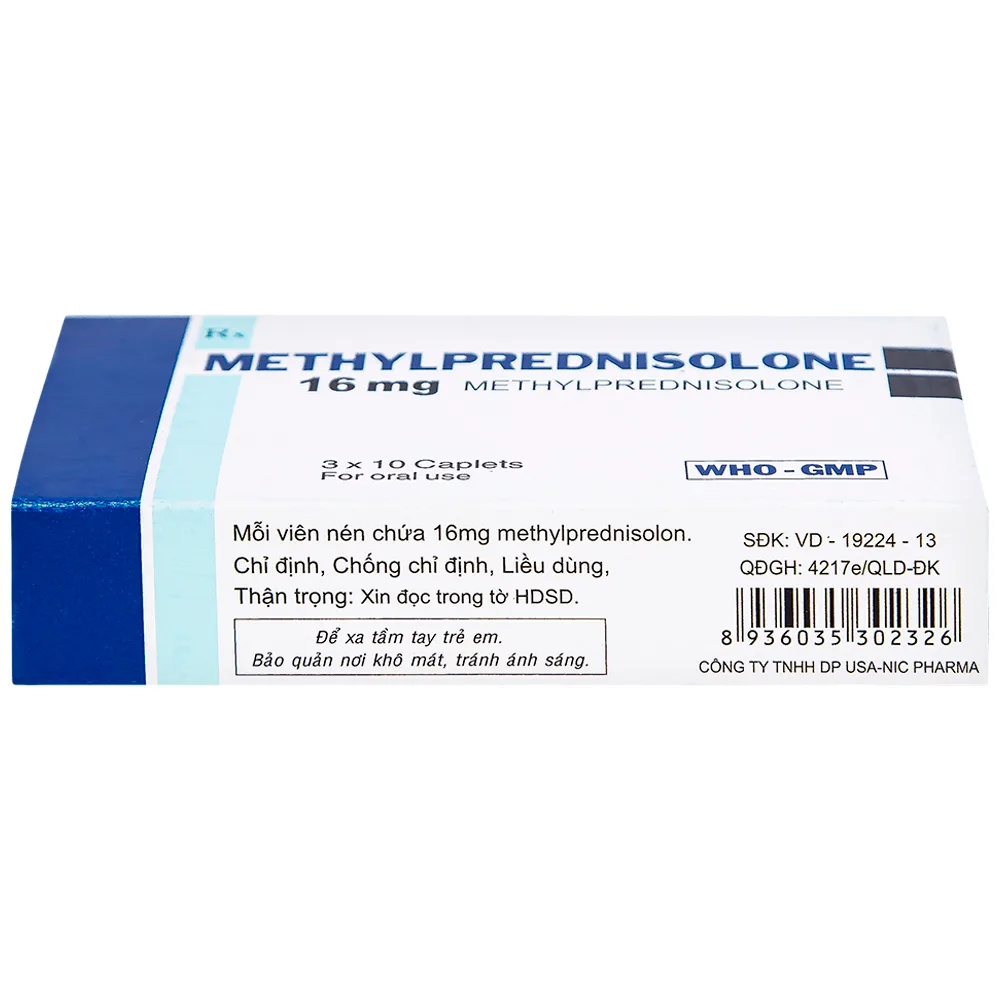 Hình ảnh Thuốc Methylprednisolone 16mg Usa - Nic Pharma kháng viêm và ức chế miễn dịch, chống dị ứng (3 vỉ x 10 viên)