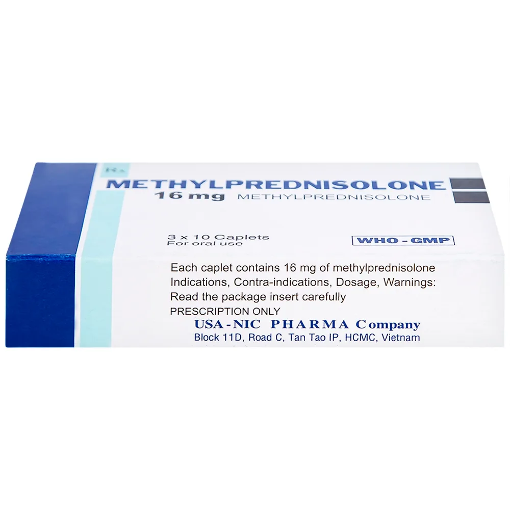 Hình ảnh Thuốc Methylprednisolone 16mg Usa - Nic Pharma kháng viêm và ức chế miễn dịch, chống dị ứng (3 vỉ x 10 viên)