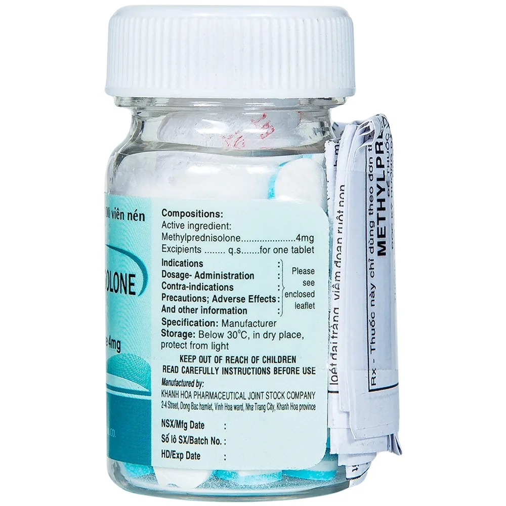 Hình ảnh Thuốc Methylprednisolone Blue 4mg Khapharco kháng viêm, điều trị rối loạn nội tiết (100 viên)