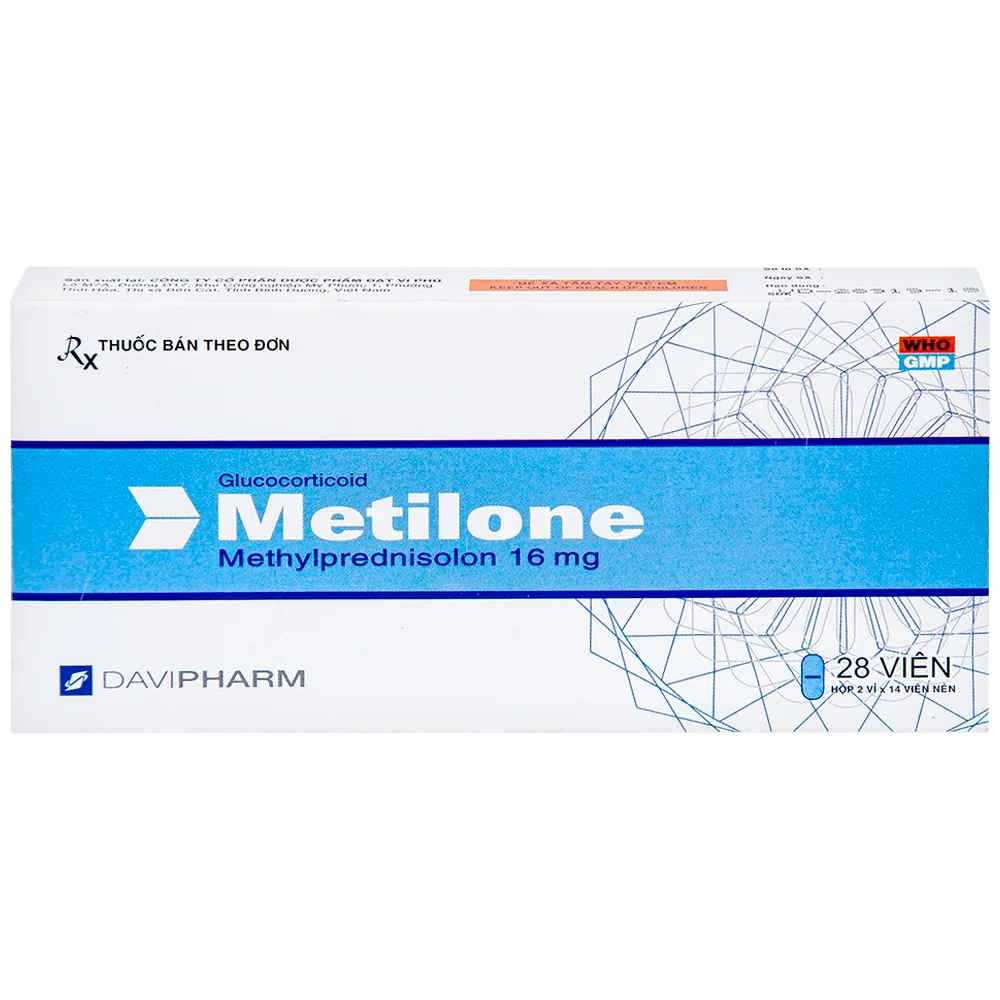 Hình ảnh Thuốc Metilone 16mg DaViPharm kháng viêm, rối loạn nội tiết, viêm khớp (2 vỉ x 14 viên)