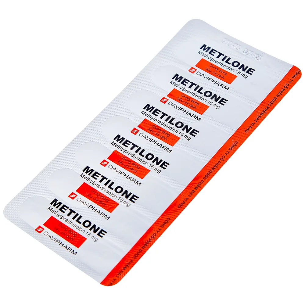 Hình ảnh Thuốc Metilone 16mg DaViPharm kháng viêm, rối loạn nội tiết, viêm khớp (2 vỉ x 14 viên)