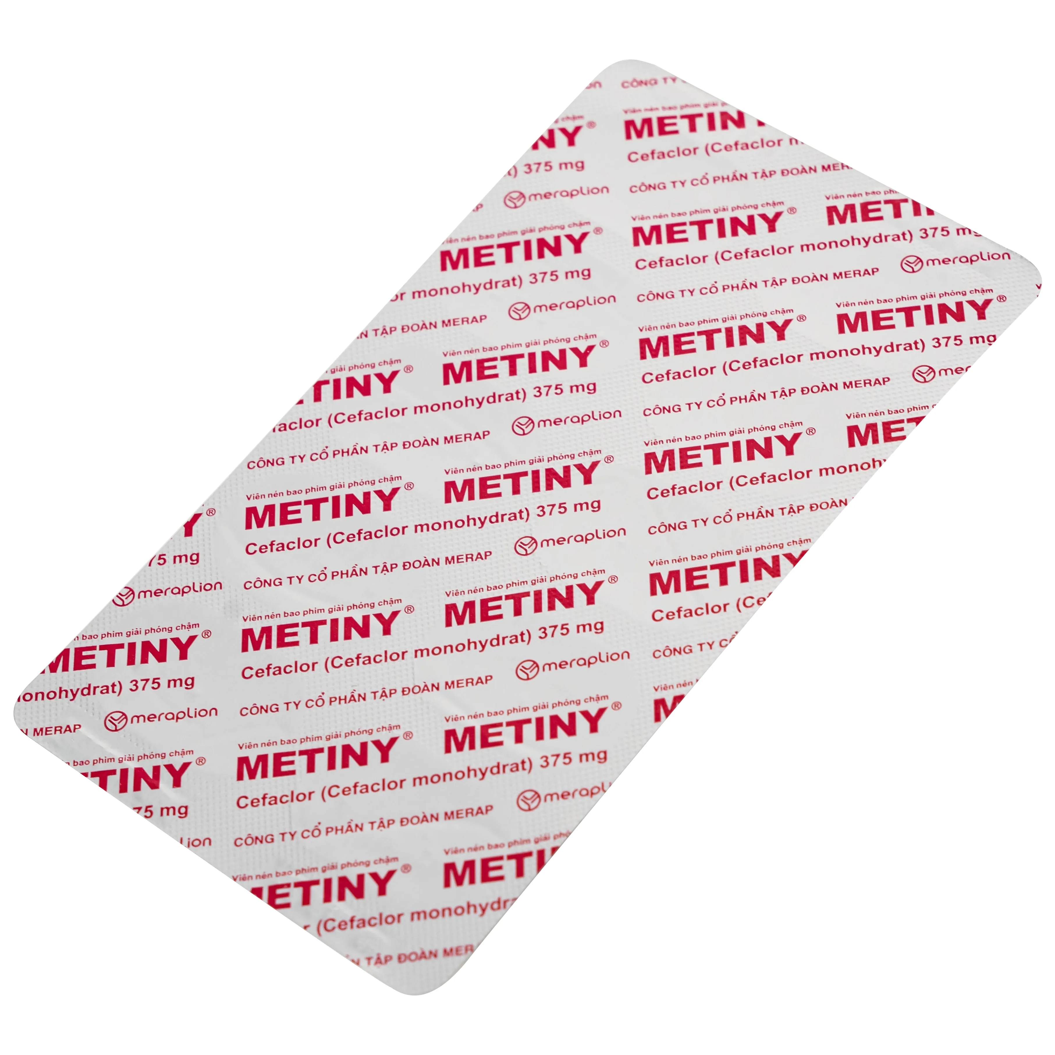 Hình ảnh Thuốc Metiny 375mg Merap Group điều trị các bệnh lý nhiễm trùng viêm phế quản cấp (1 vỉ x 10 viên)