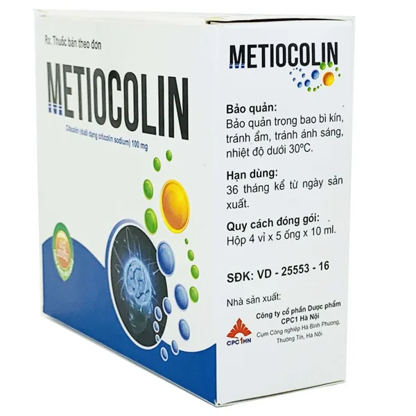 Hình ảnh Dung dịch uống Metiocolin 100mg CPC1 Hà Nội điều trị cho trẻ có trí tuệ kém chậm phát triển (4 vỉ x 5 ống x 10ml)