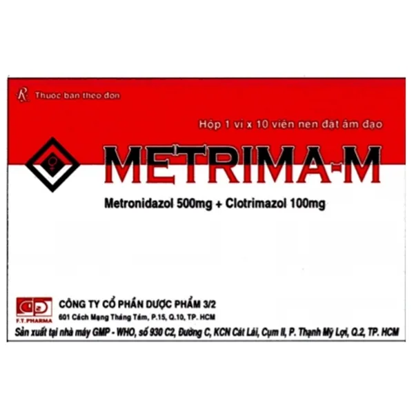 Hình ảnh Thuốc Metrima-M F.T Pharma điều trị viêm cổ tử cung, viêm âm đạo và viêm âm hộ (10 viên)