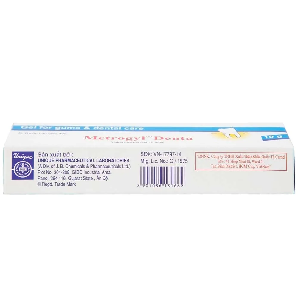Hình ảnh Gel bôi nha khoa Metrogyl Denta Unique Pharma điều trị các bệnh nha chu mãn tính (10g)